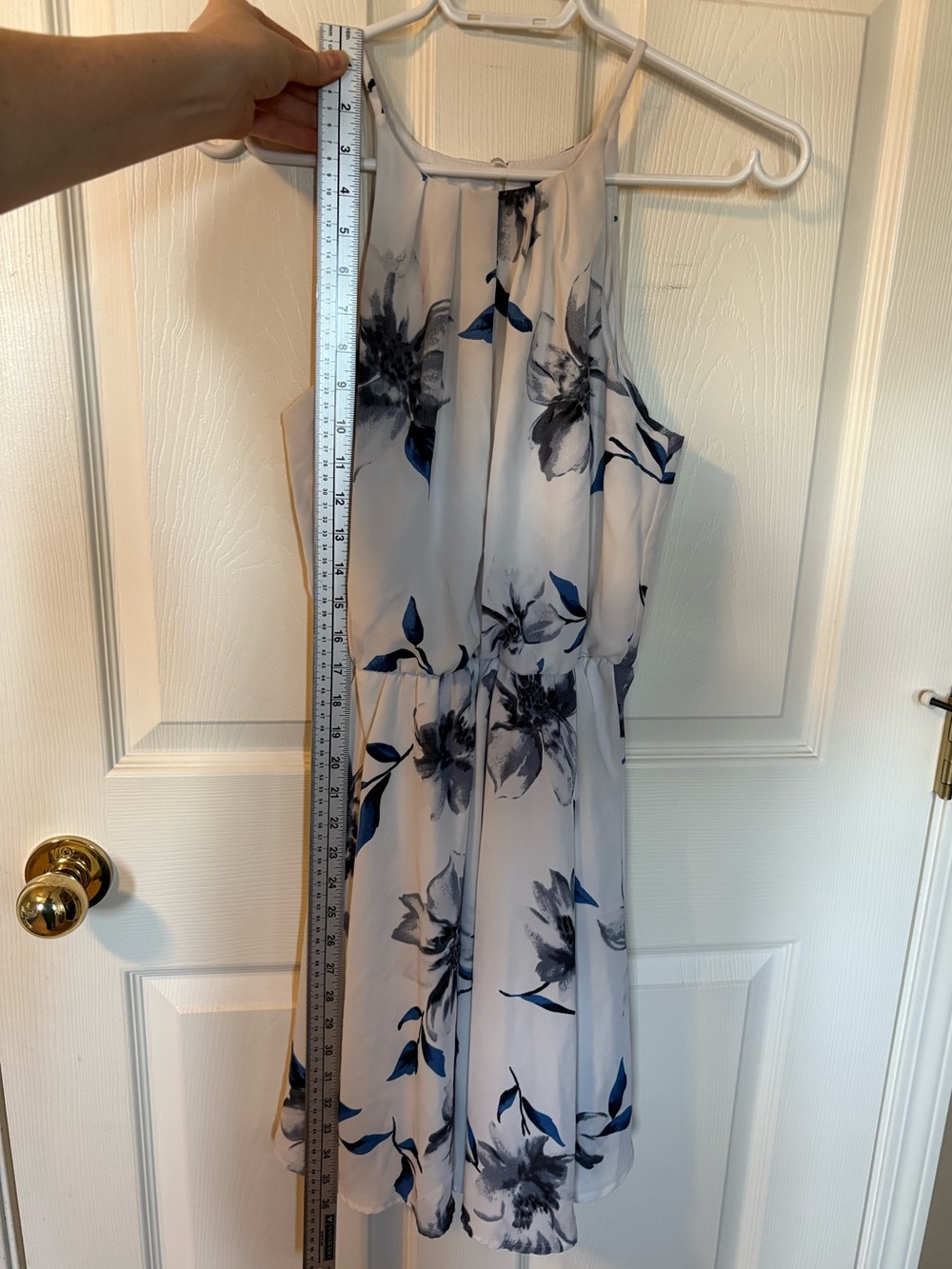 Eclipse Floral High-Neck Halter Mini Dress Blue White Small - Picture 7 of 7